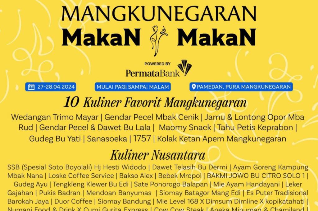 Festival Makan-Makan Mangkunegaran, Upaya Pemberdayaan UMKM Kuliner di&nbsp;Solo