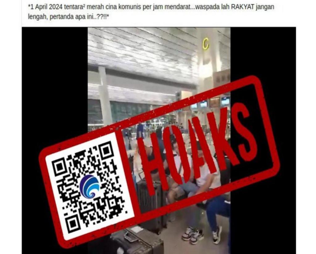 [HOAKS] Video Tentara Merah China Berdatangan Setiap Jam ke Indonesia Mulai 1 April&nbsp;2024